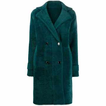 double-breasted faux-fur coat