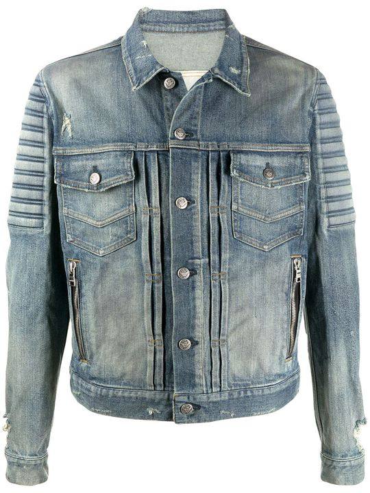 Balmain logo embossed denim jacket展示图