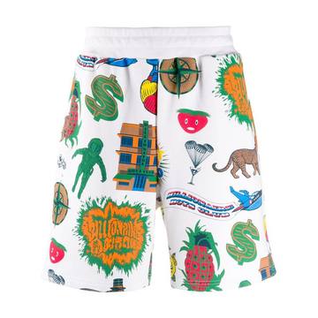 motif-print cotton track shorts