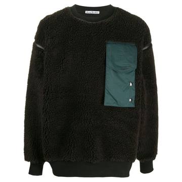 contrast pocket fleece sweatshirt