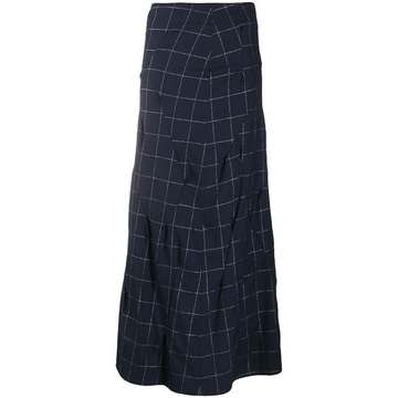 grid-print crinkled skirt