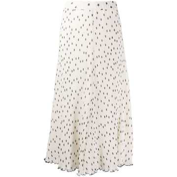 pleated polka-dot print skirt