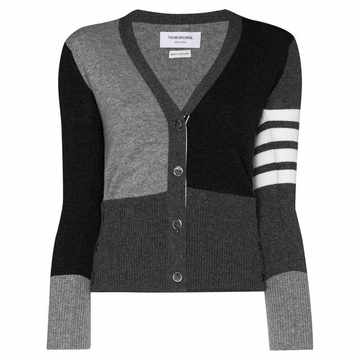 4-Bar motif panelled cardigan