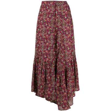 floral-print tiered skirt