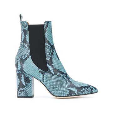snakeskin heeled chelsea boots