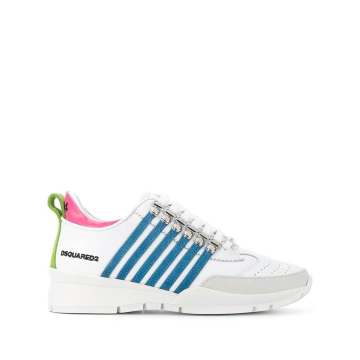 lace up trainers with colourful stripe detail