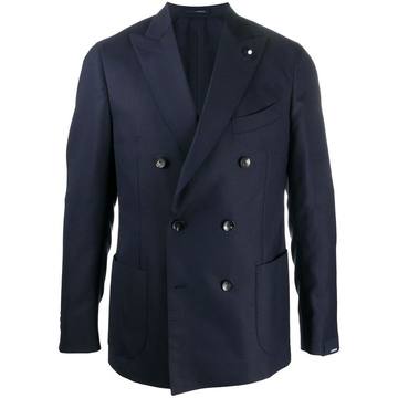 double-breasted slim fit suit jacket