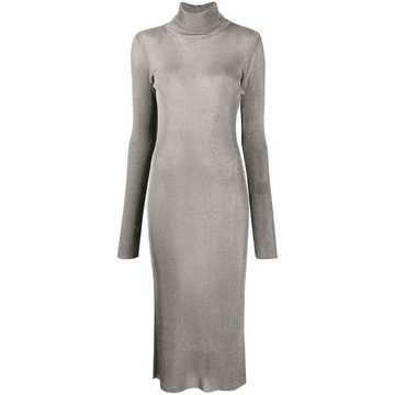 metallic-knit dress