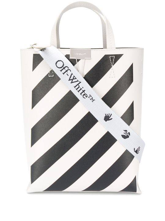 striped leather tote bag展示图