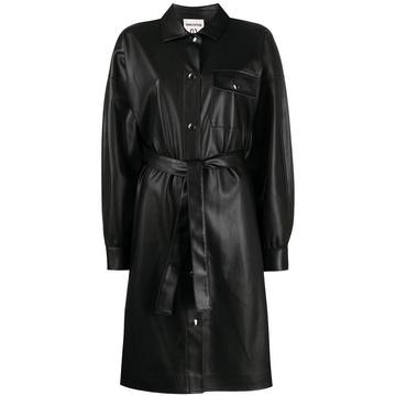 faux leather shirt dress