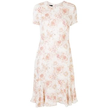 floral shift midi silk dress