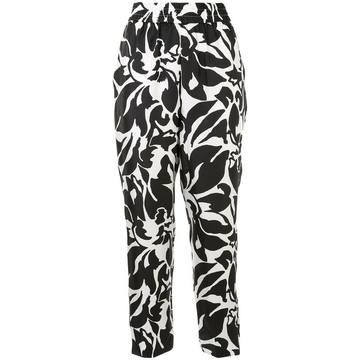 floral high-rise silk trousers