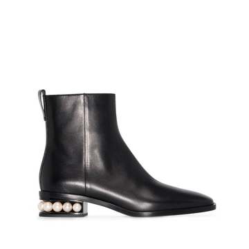 Black Casati 30 leather pearl heel boots