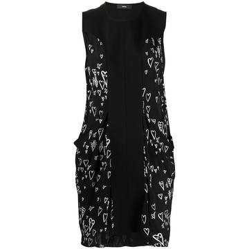 heart print contrast panel dress