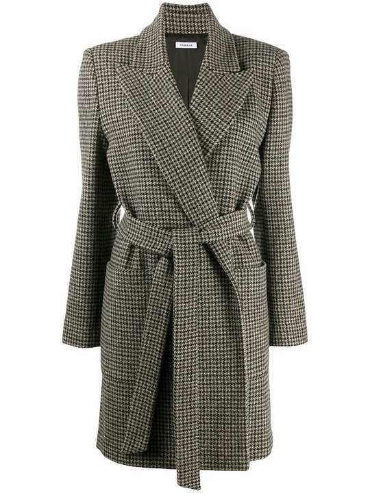 tie-waist houndstooth coat展示图