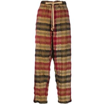 plaid straight-leg trousers