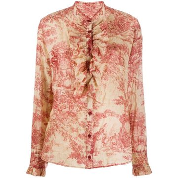 floral-print ruffled shirt