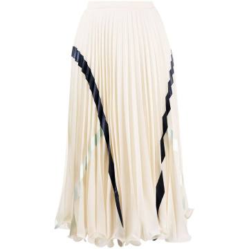 contrast stripes pleated skirt