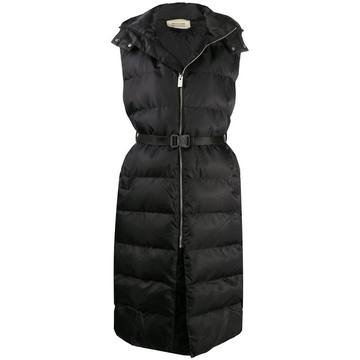 buckle-waist longline quilted gilet