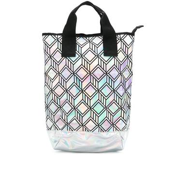 reflective geo print tote bag