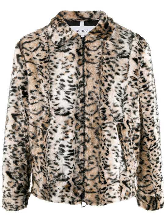 leopard print faux-fur jacket展示图