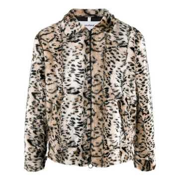 leopard print faux-fur jacket