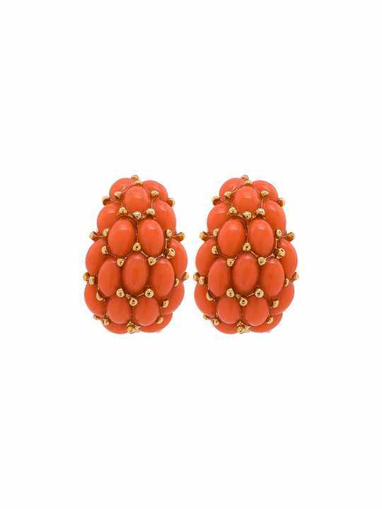 coral beaded clip earrings展示图