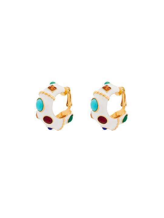 white multi gem hoop clip earrings展示图