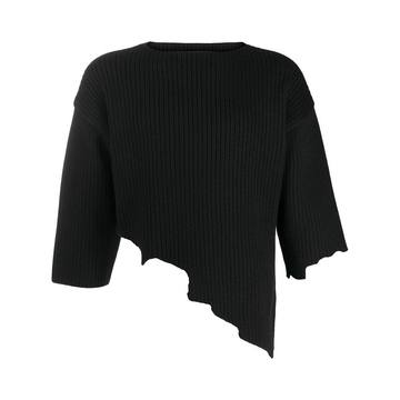 asymmetric ribbed-knit jumper