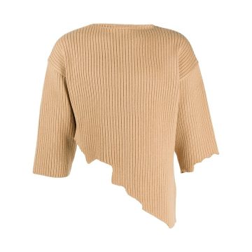 asymmetric ribbed-knit jumper