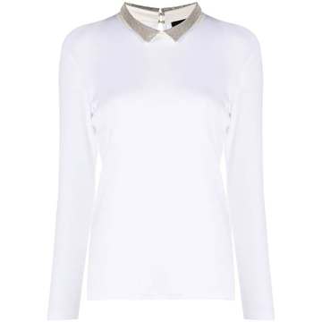 contrast collar long-sleeved Tee