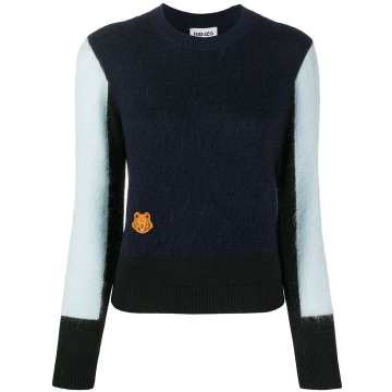 colour block Tiger patch sweater