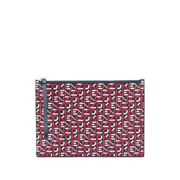 logo print clutch bag