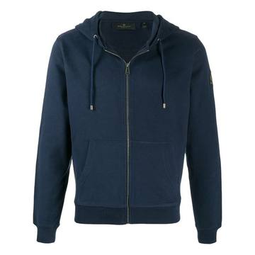 elbow-patch zipped hoodie