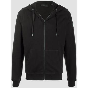 elbow-patch zipped hoodie