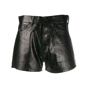 faux-leather slim fit shorts