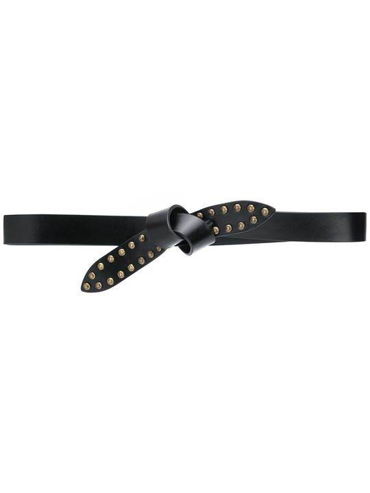 stud-embellished tied leather belt展示图
