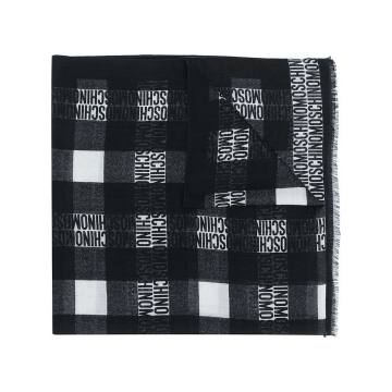 logo print wool scarf