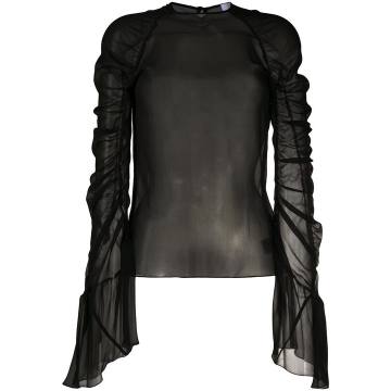 long-sleeved ruched detail blouse