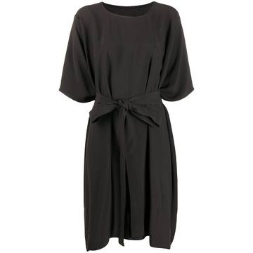 self-tie draped T-shirt dress