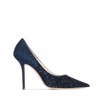 blue Love 100 glittered leather pumps