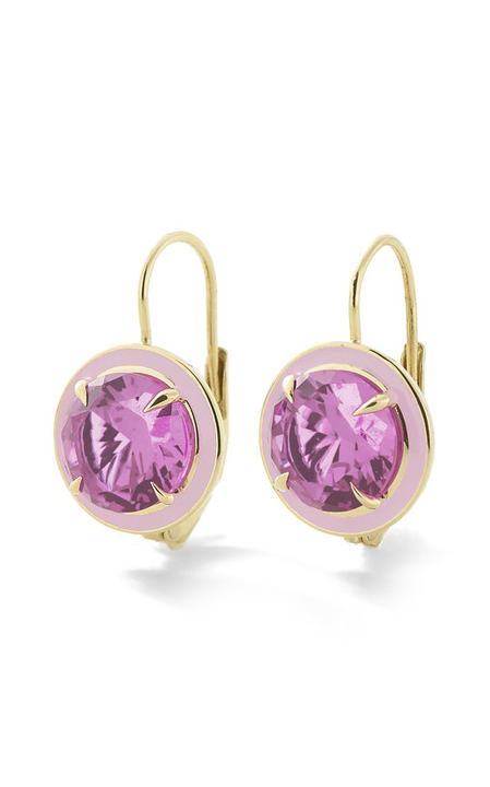 Pink Sapphire Round Cocktail Earrings展示图