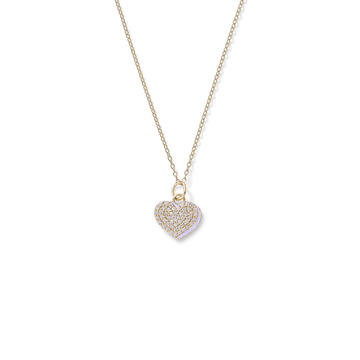 Diamond Heart with Enamel Shadow Necklace