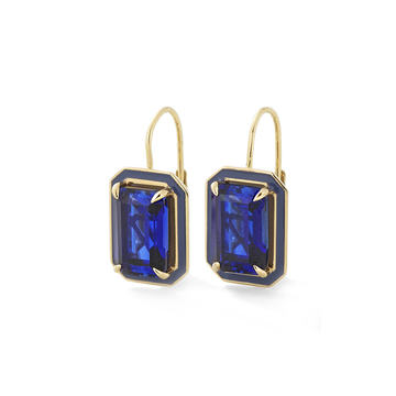 Blue Sapphire Rectangle Cocktail Earrings