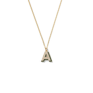 Diamond Enamel Letter Shadow Pendant