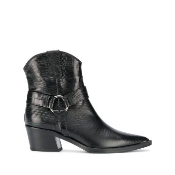 embossed ankle boots