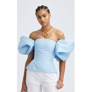 Strapless Puff Sleeve Corset Top