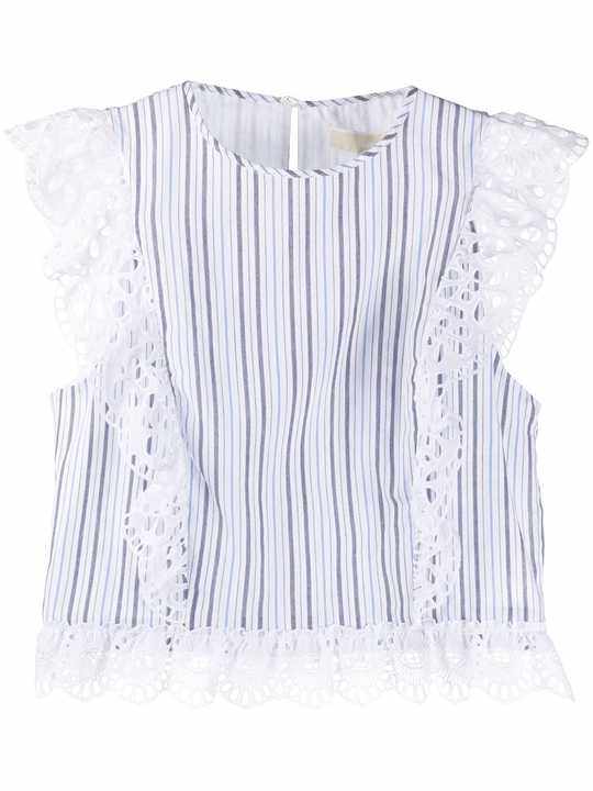 lace-trim striped top展示图