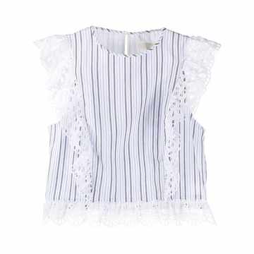 lace-trim striped top