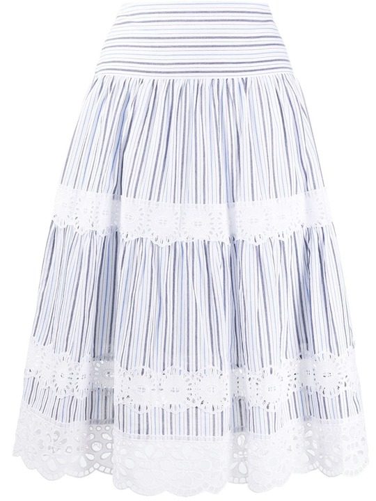 lace-trim striped skirt展示图